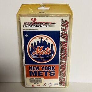 New York Mets Vertical Embroidered Flag Banner 40 X 28 Blue Rico Industries